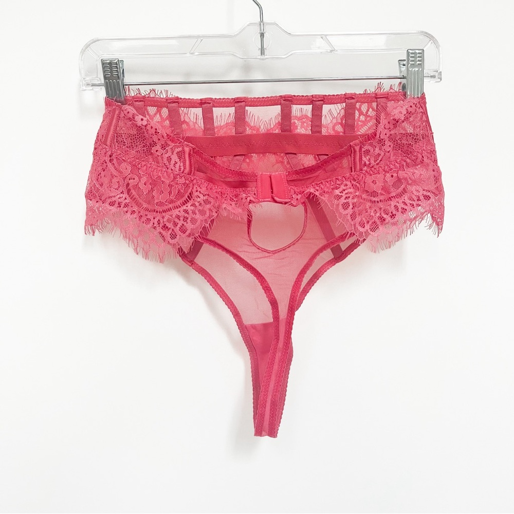 ASOS Hot Pink Lace Corset Lingerie Set - Picture 12 of 16
